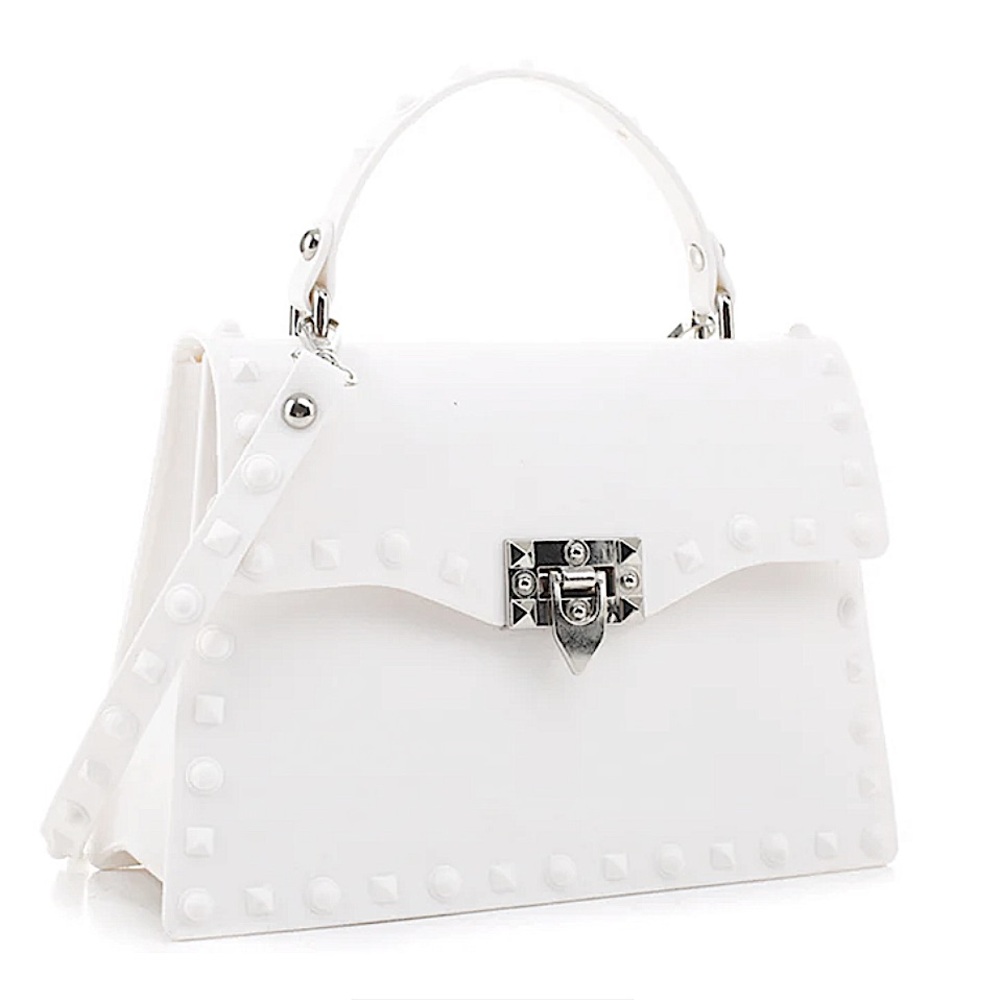 🆕🌿🤍HELLO 3 AM: WHITE Smooth Jelly Stud Buckle Crossbody Bag